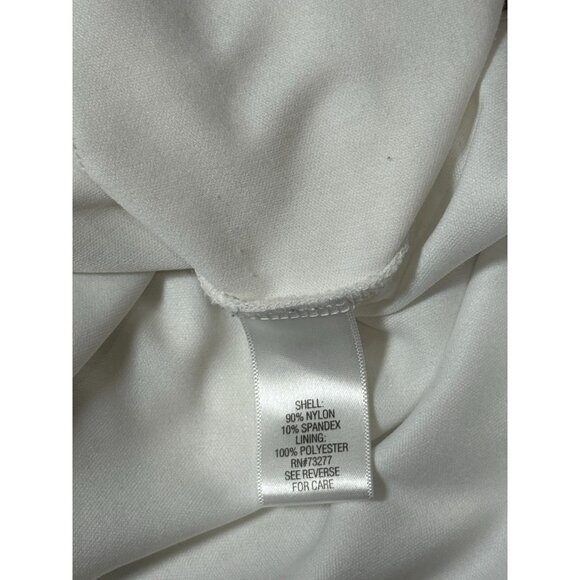 Dana Buchman Womens Size Large Blouse White Ruffle Striped Mesh 3/4 Sleeve Top - Picture 7 of 10